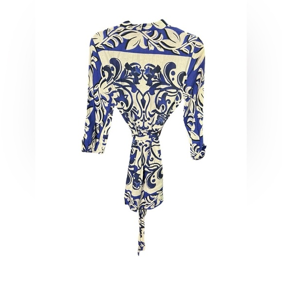 Zara Printed Blue Shirt Linen Dress - Picture 5 of 9